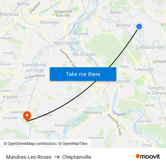 Mandres-Les-Roses to Cheptainville map
