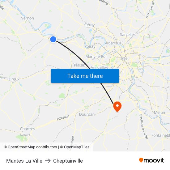 Mantes-La-Ville to Cheptainville map