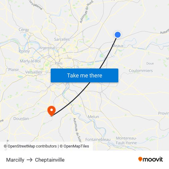 Marcilly to Cheptainville map