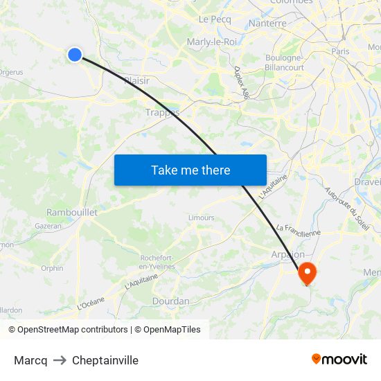 Marcq to Cheptainville map