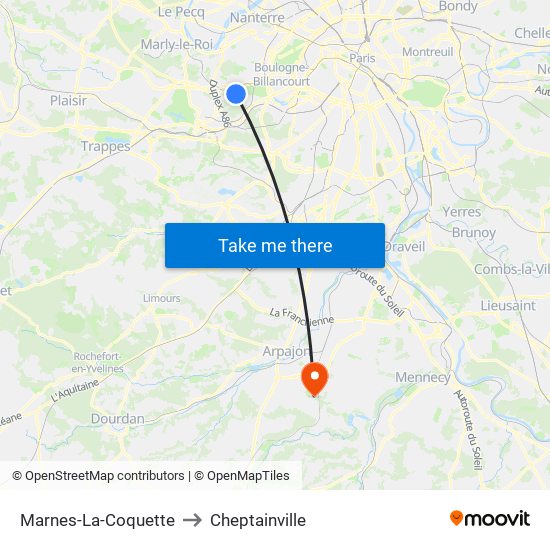 Marnes-La-Coquette to Cheptainville map
