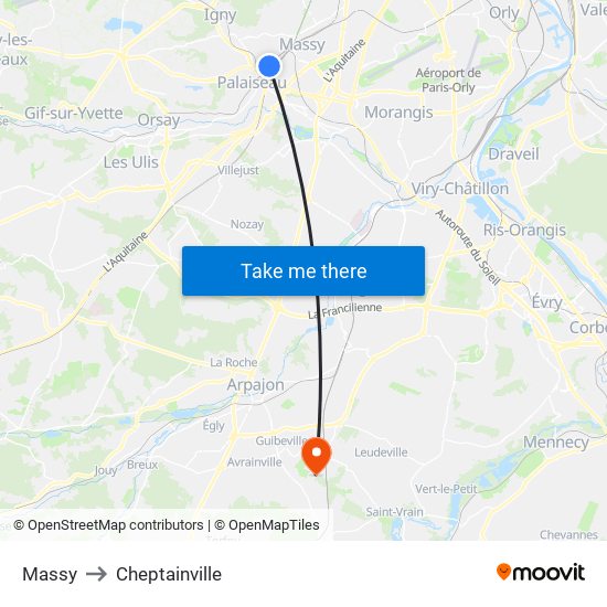 Massy to Cheptainville map