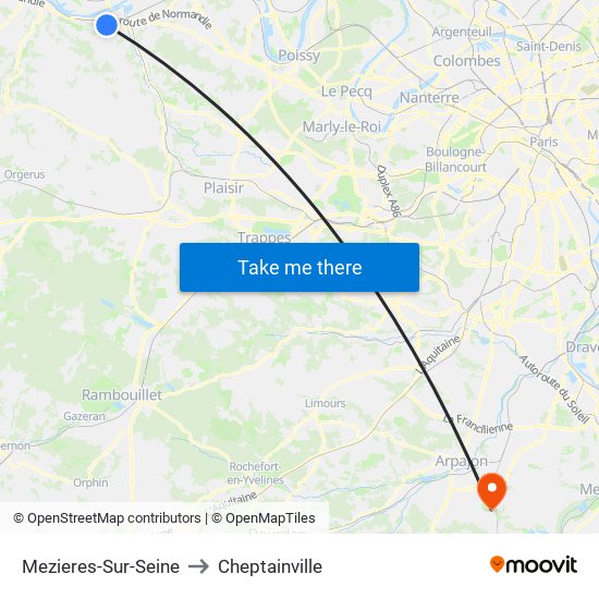 Mezieres-Sur-Seine to Cheptainville map