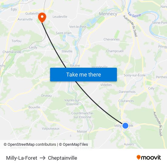 Milly-La-Foret to Cheptainville map