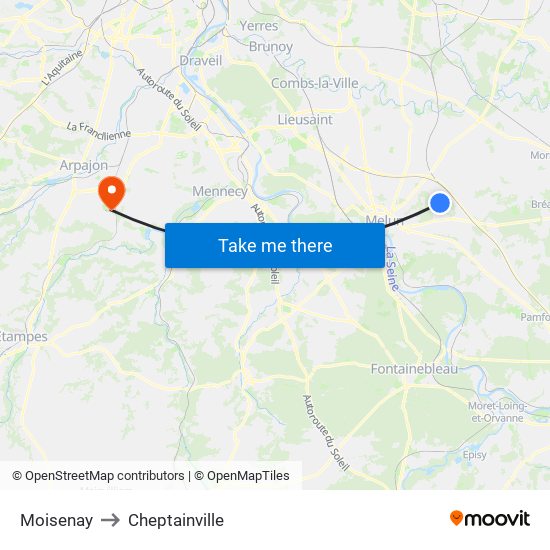 Moisenay to Cheptainville map