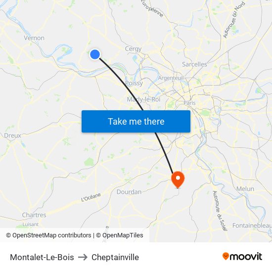 Montalet-Le-Bois to Cheptainville map