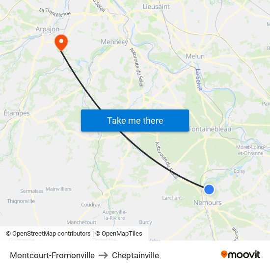 Montcourt-Fromonville to Cheptainville map