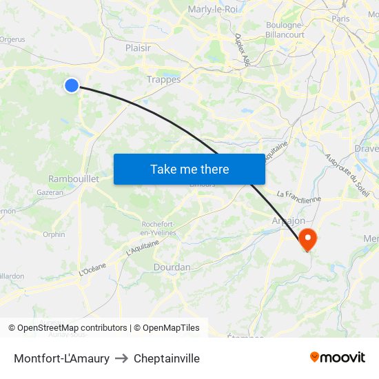Montfort-L'Amaury to Cheptainville map