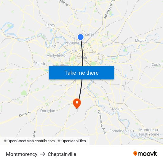 Montmorency to Cheptainville map