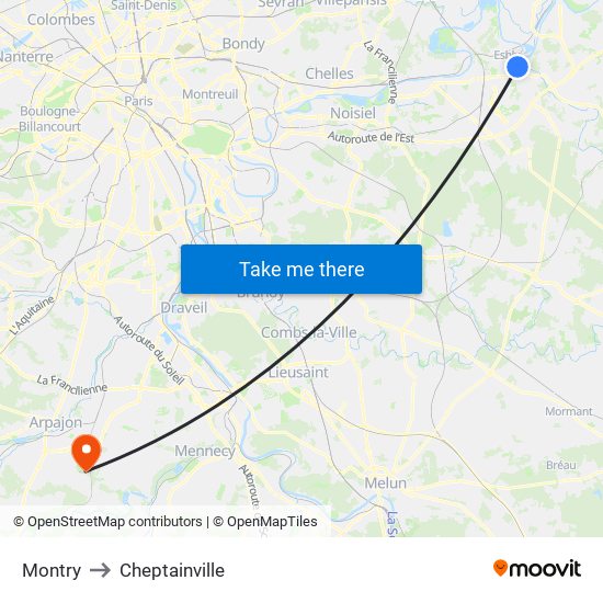 Montry to Cheptainville map