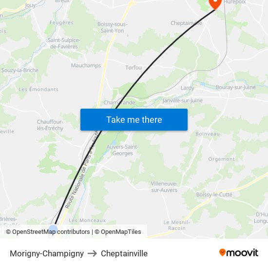 Morigny-Champigny to Cheptainville map