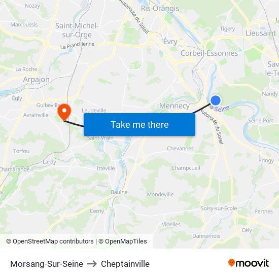 Morsang-Sur-Seine to Cheptainville map