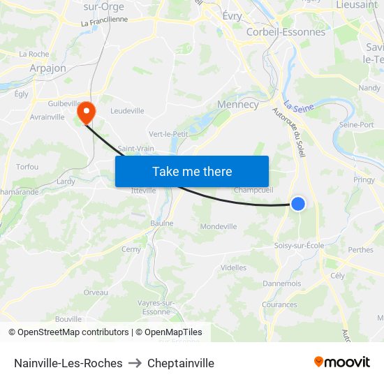 Nainville-Les-Roches to Cheptainville map