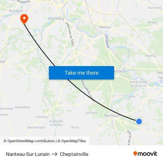 Nanteau-Sur-Lunain to Cheptainville map