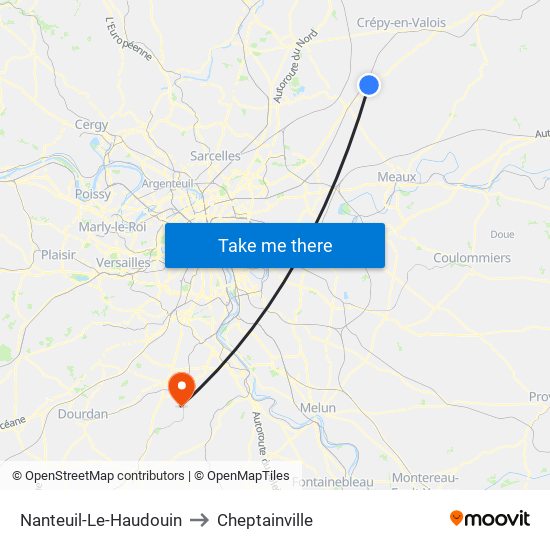 Nanteuil-Le-Haudouin to Cheptainville map