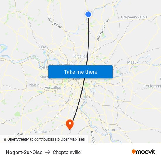 Nogent-Sur-Oise to Cheptainville map