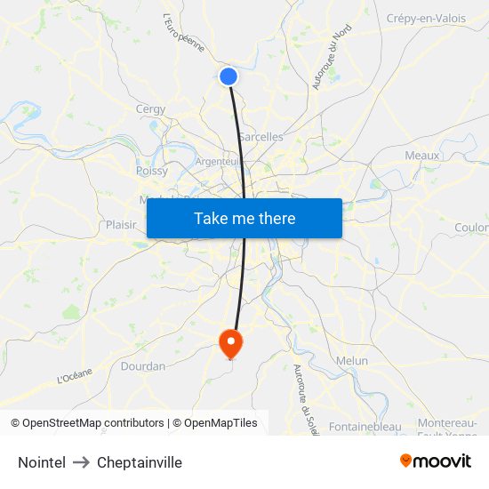 Nointel to Cheptainville map