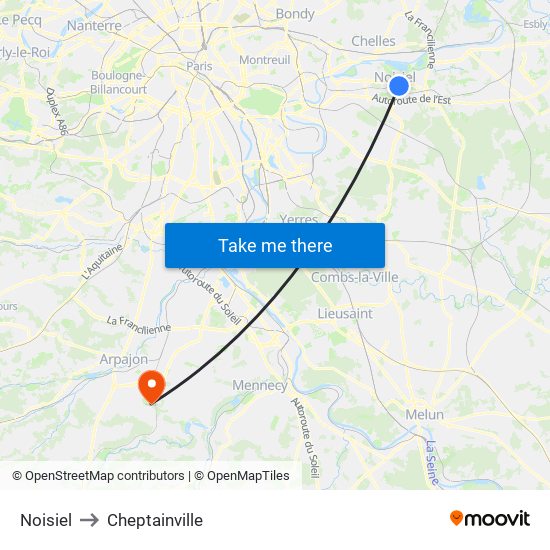 Noisiel to Cheptainville map