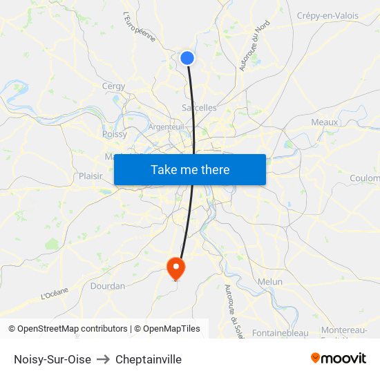 Noisy-Sur-Oise to Cheptainville map