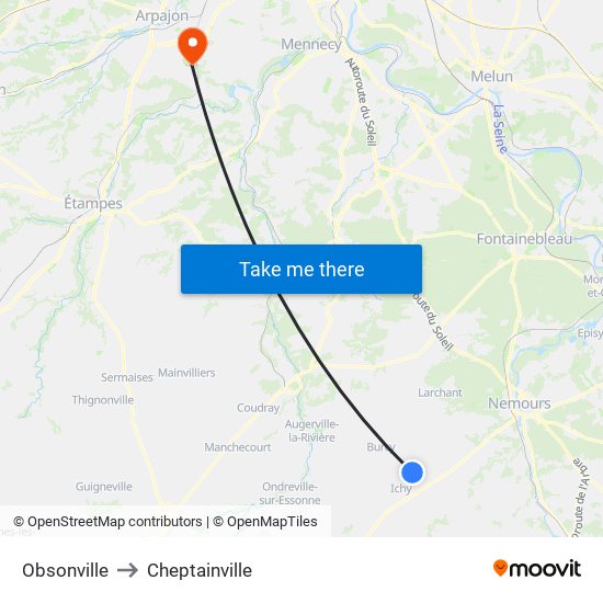 Obsonville to Cheptainville map