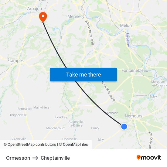 Ormesson to Cheptainville map