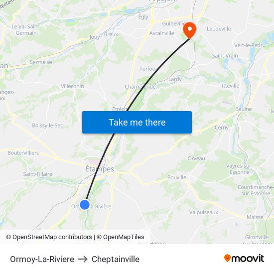 Ormoy-La-Riviere to Cheptainville map