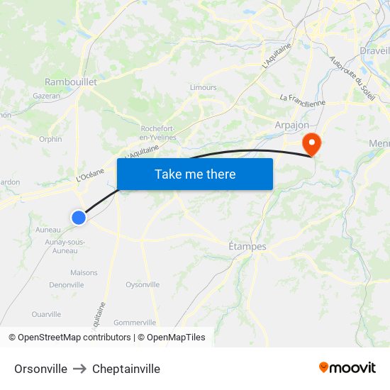 Orsonville to Cheptainville map