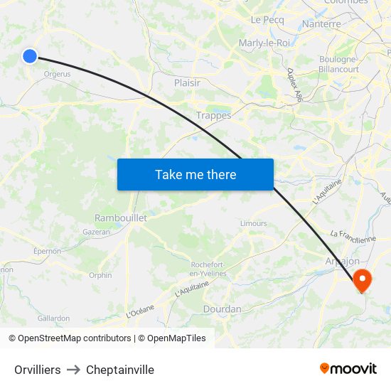 Orvilliers to Cheptainville map