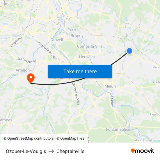 Ozouer-Le-Voulgis to Cheptainville map