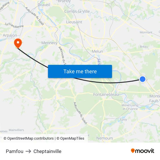 Pamfou to Cheptainville map
