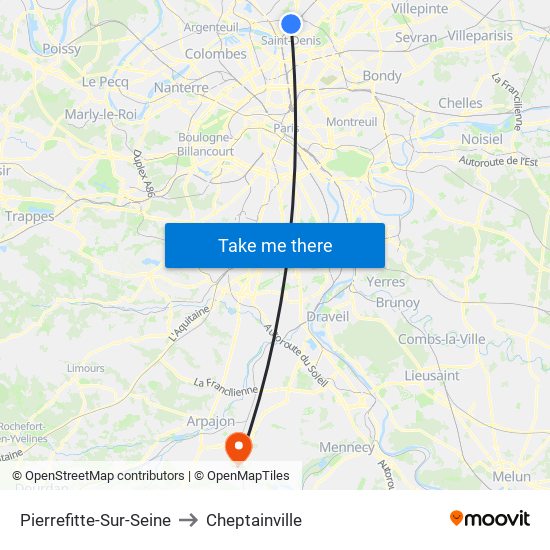 Pierrefitte-Sur-Seine to Cheptainville map