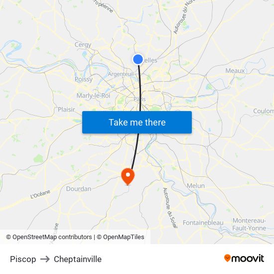 Piscop to Cheptainville map