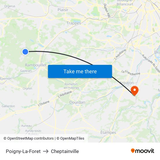 Poigny-La-Foret to Cheptainville map