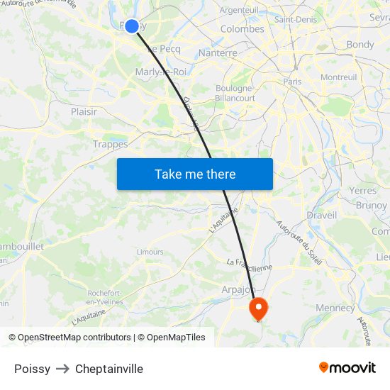 Poissy to Cheptainville map