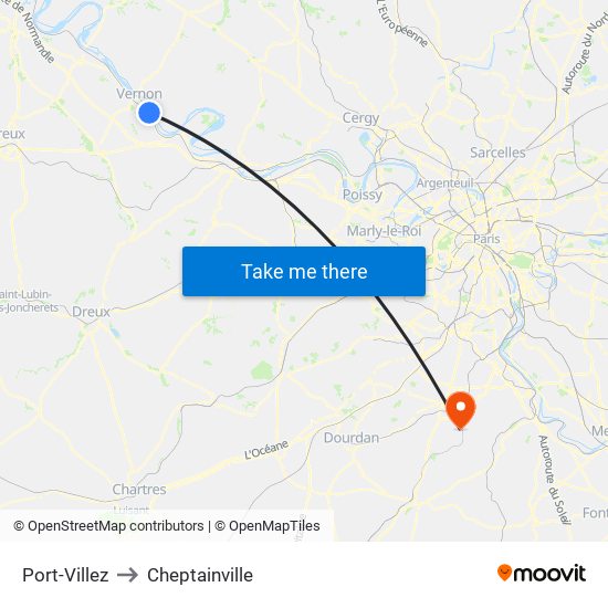 Port-Villez to Cheptainville map