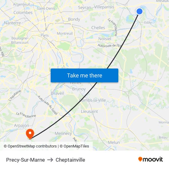 Precy-Sur-Marne to Cheptainville map