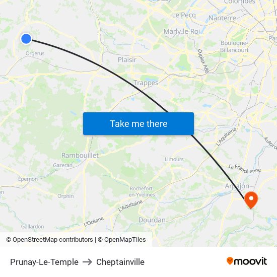 Prunay-Le-Temple to Cheptainville map