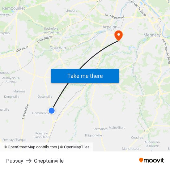 Pussay to Cheptainville map