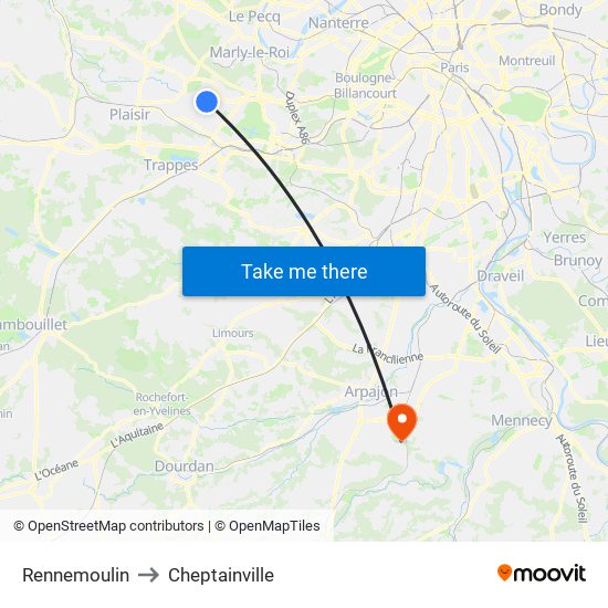 Rennemoulin to Cheptainville map