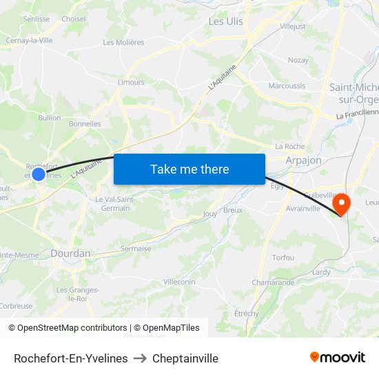 Rochefort-En-Yvelines to Cheptainville map