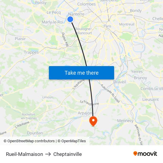 Rueil-Malmaison to Cheptainville map