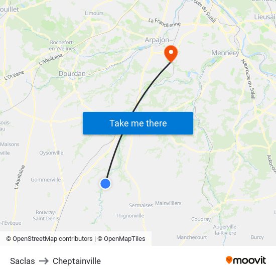 Saclas to Cheptainville map