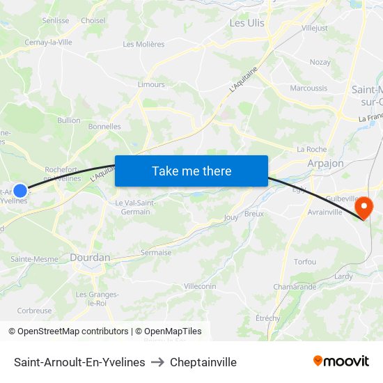 Saint-Arnoult-En-Yvelines to Cheptainville map