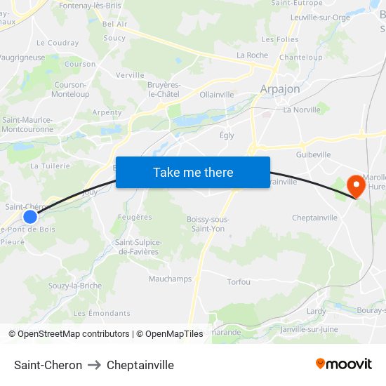 Saint-Cheron to Cheptainville map
