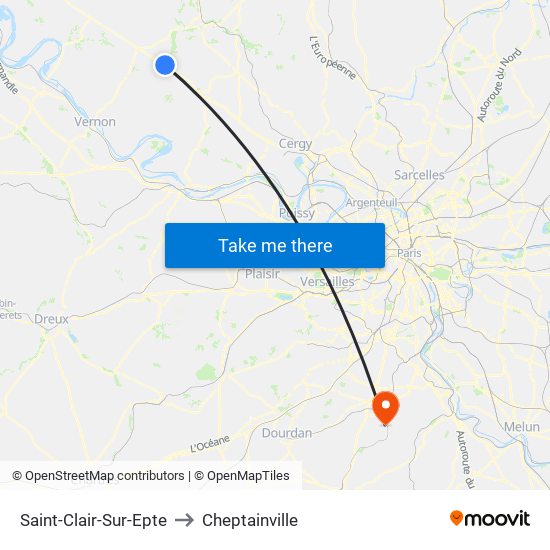 Saint-Clair-Sur-Epte to Cheptainville map