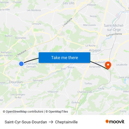 Saint-Cyr-Sous-Dourdan to Cheptainville map
