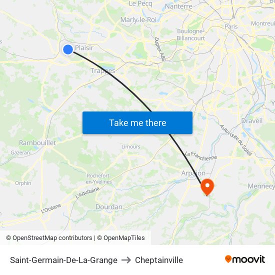 Saint-Germain-De-La-Grange to Cheptainville map