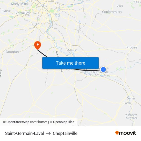 Saint-Germain-Laval to Cheptainville map