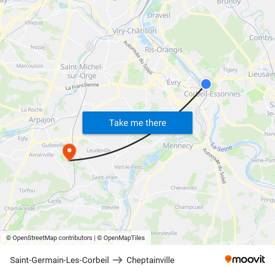 Saint-Germain-Les-Corbeil to Cheptainville map