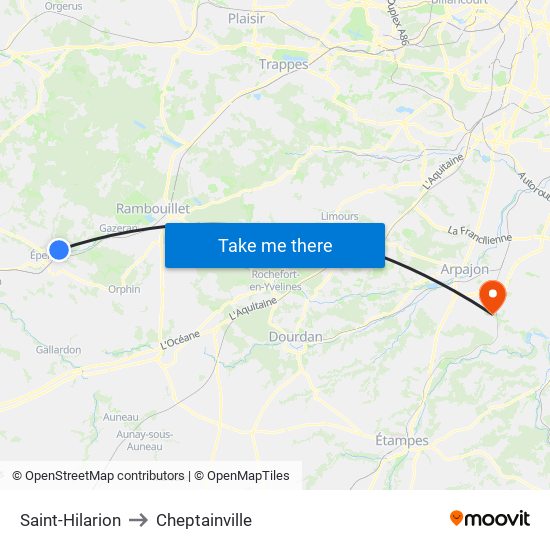 Saint-Hilarion to Cheptainville map